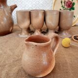 Vintage stoneware 8 mazagrans teapot and milk jug set