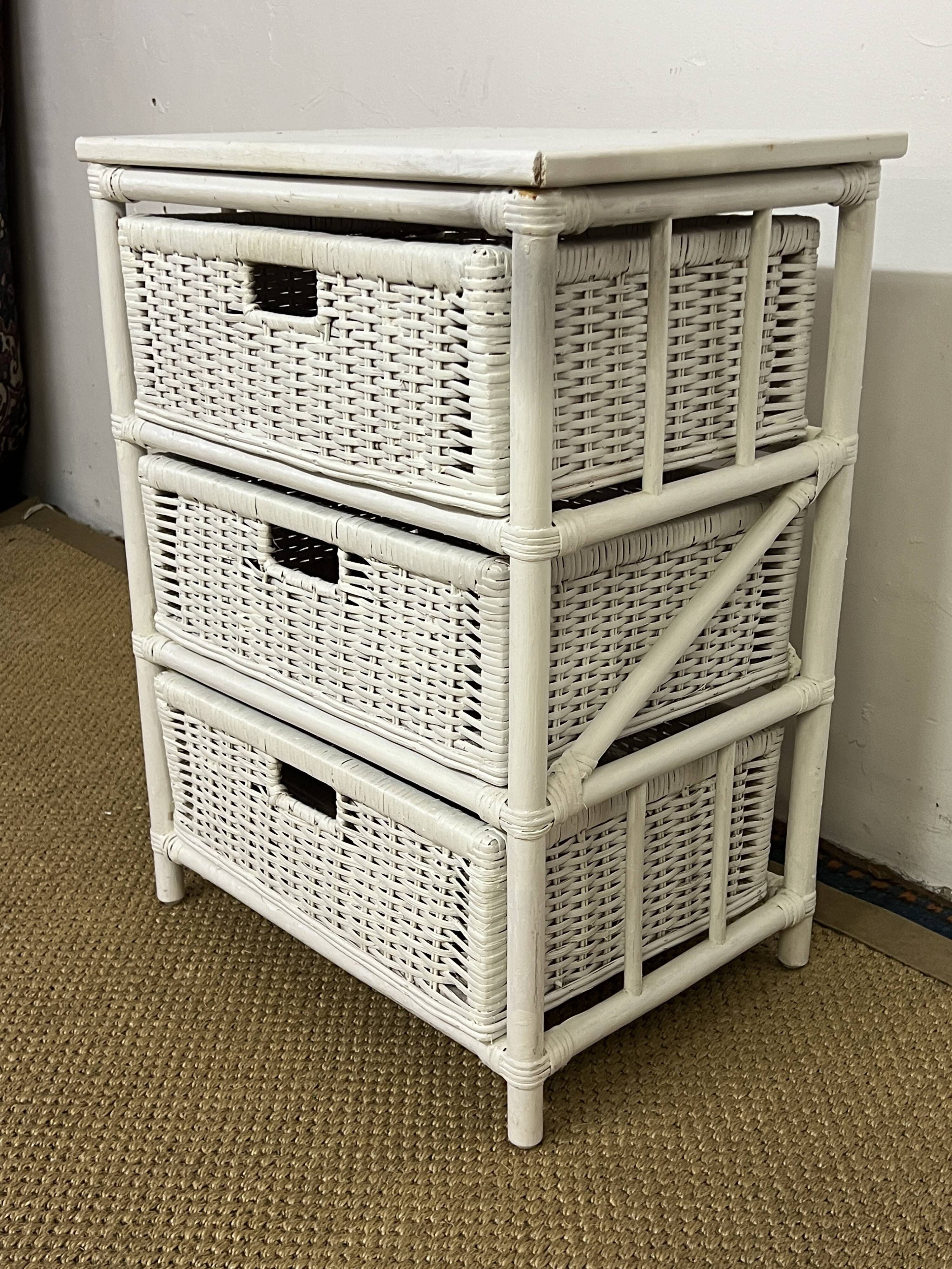 Vintage rattan storage unit, 3 drawers