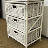 Vintage rattan storage unit, 3 drawers