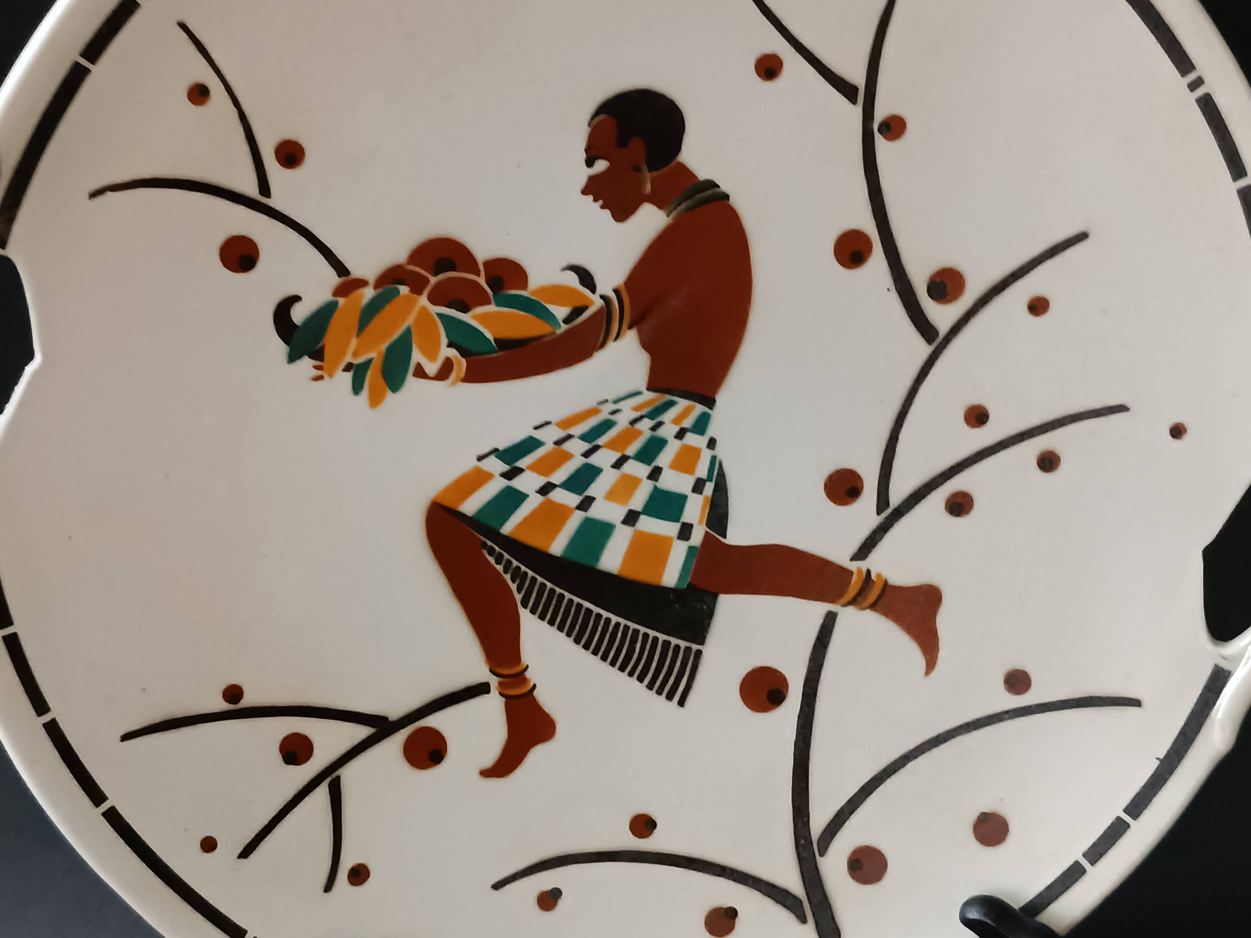 Geo Condé Kg Lunéville flat earthenware fruit holder Joséphine Baker