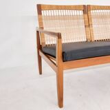 Hans Olsen for Brdr Juul Kristensen, rattan backed sofa, Denmark 1950s