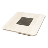 George Mathias square travertine and brass coffee table