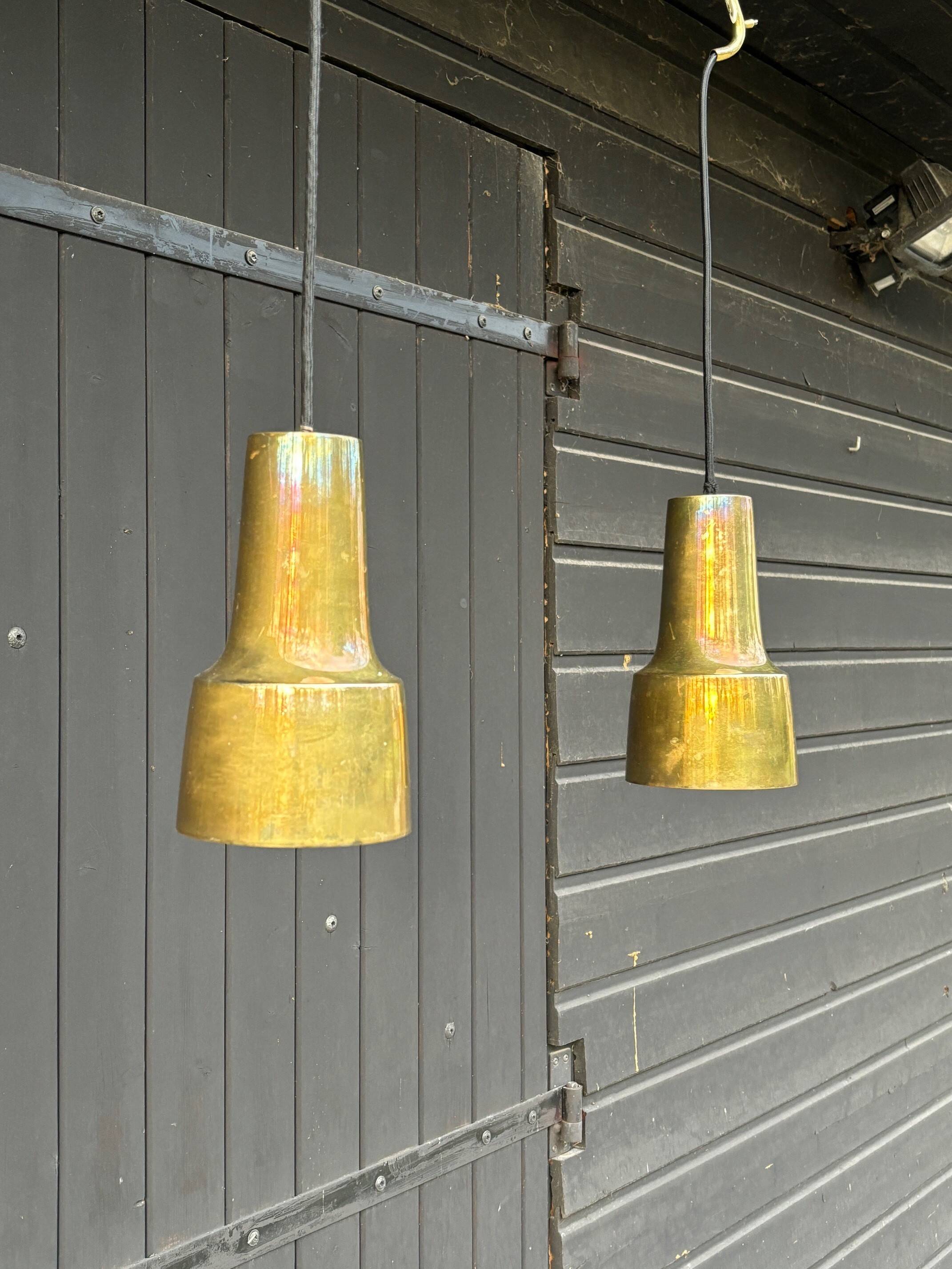 2 brass pendant lights - Sweden 50s/60s