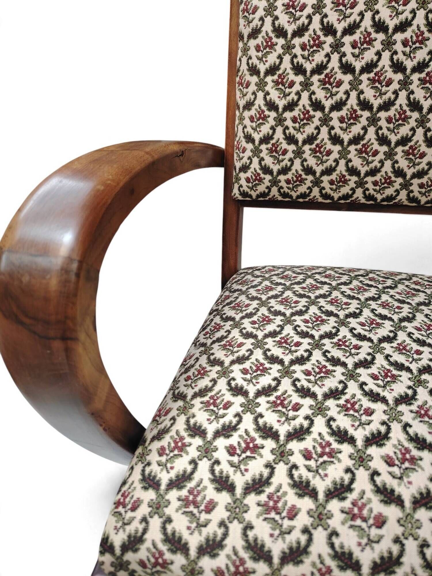 Art Deco armchair with a moustache backrest and curved armrests from the 1930s.
