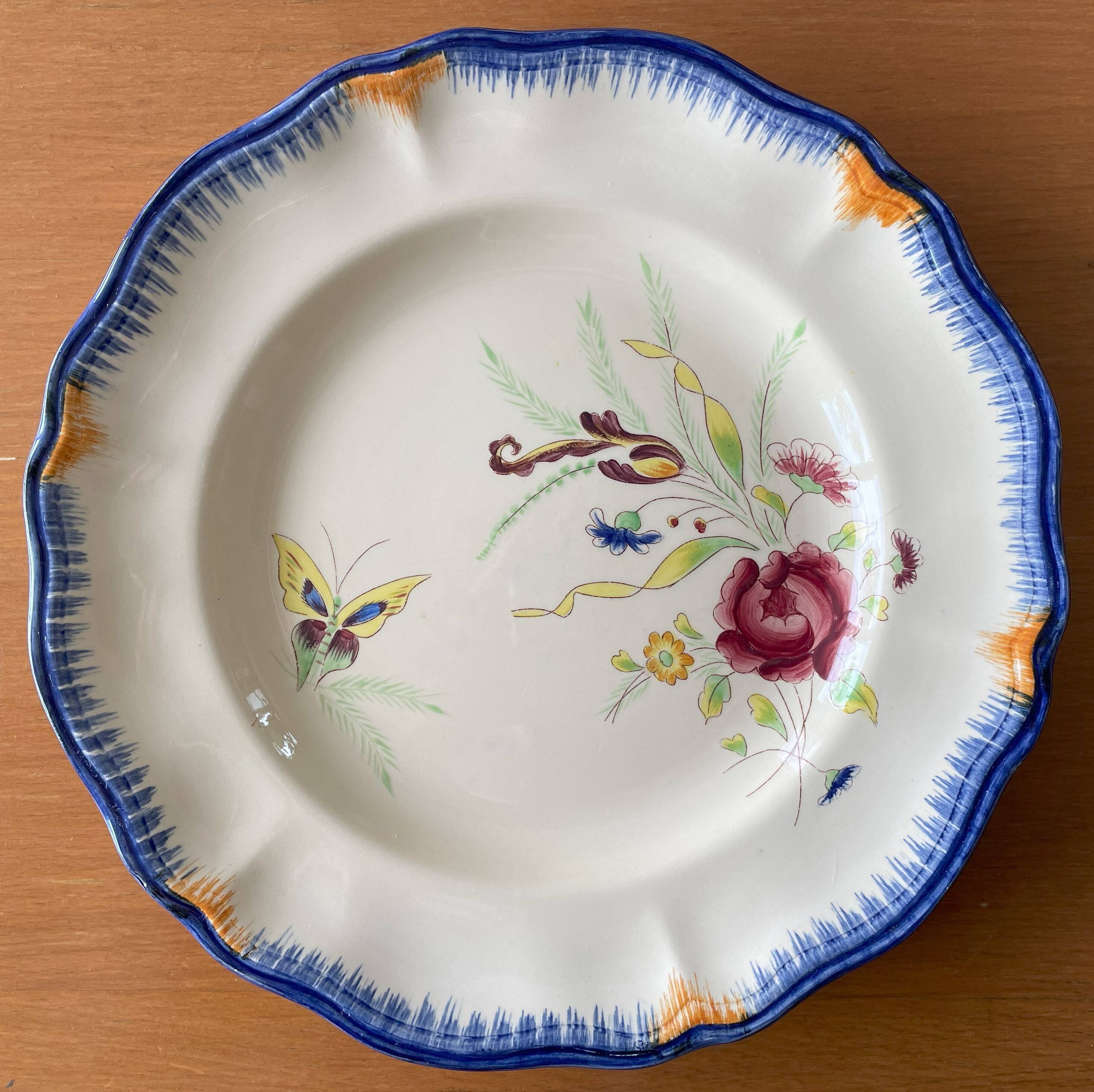 6 large old flat plates in LONGCHAMP earthenware