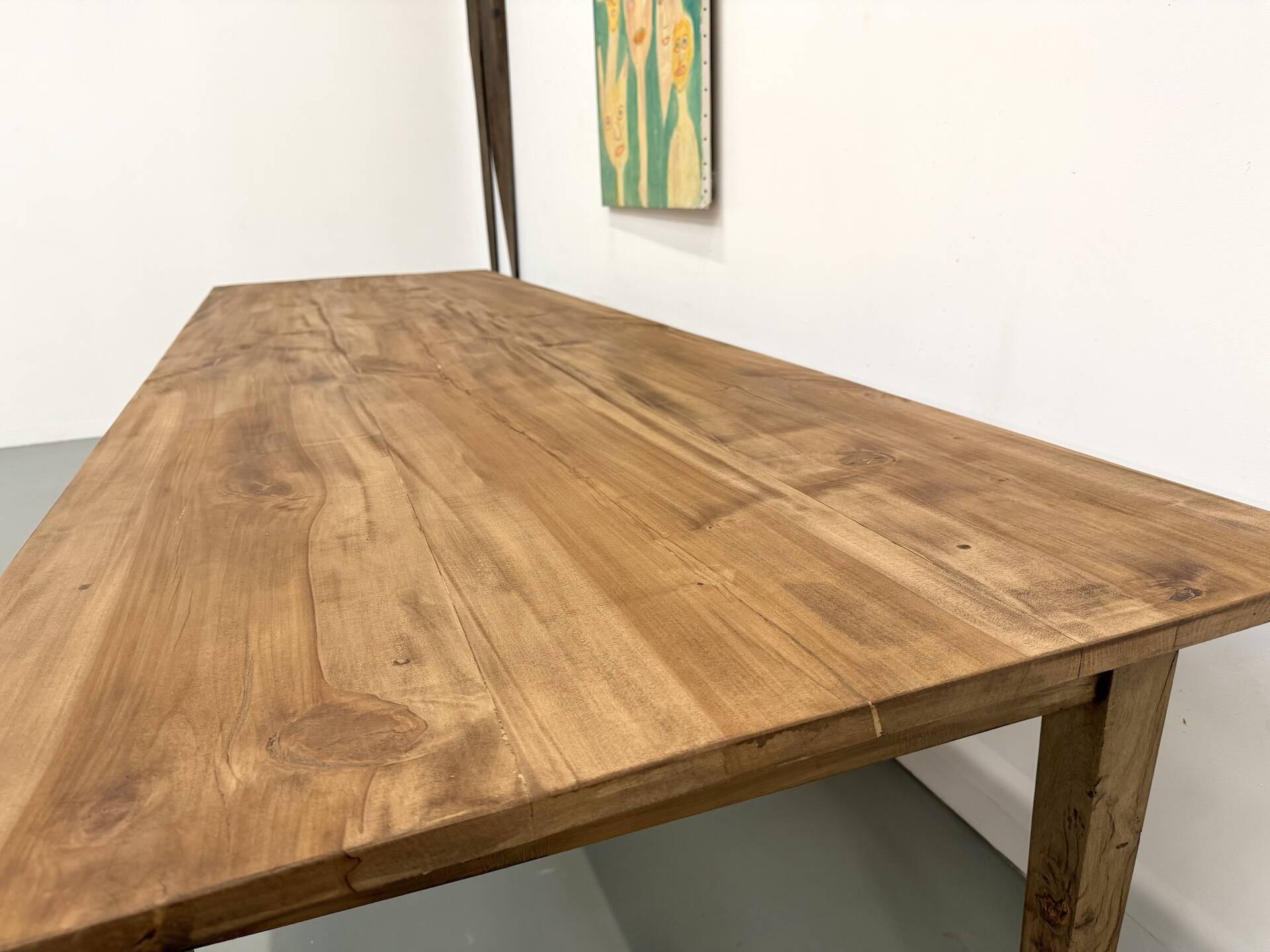 XXL solid walnut table with tapered legs