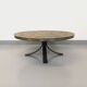 Vintage brutalist round coffee table in metal and slate from the 70s