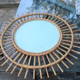 Vintage rattan sun mirror