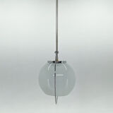 Mid-century milk glass & chrome pendant light
