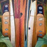 Abstract Painting on board, framed, circa 1970s