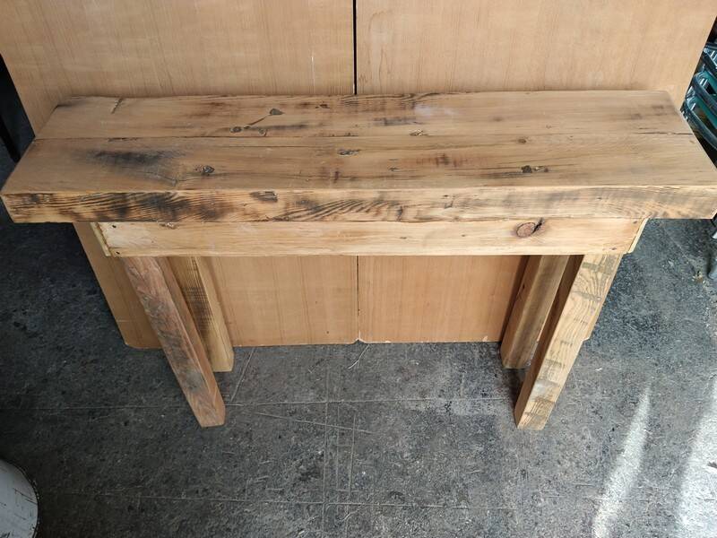 Brutalist solid wood console