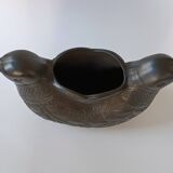 Zoomorphic vase with double birds in black clay from Marginea, Romania.