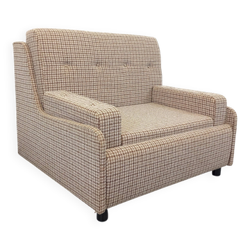 Grand fauteuil vintage en tissu de laine des années 70