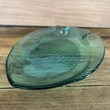 Aquamarine glass fish-shaped bowls