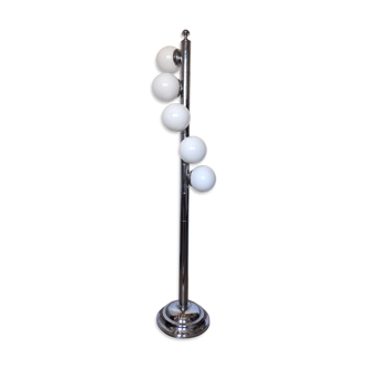 Lampadaire spirale chromé, design 70