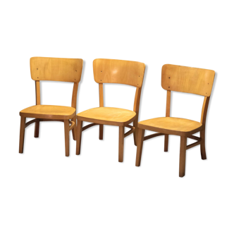 3 old low chairs by Thonet, vintage