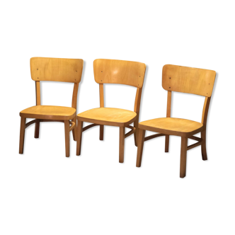 3 chaises basses anciennes signées Thonet, vintage