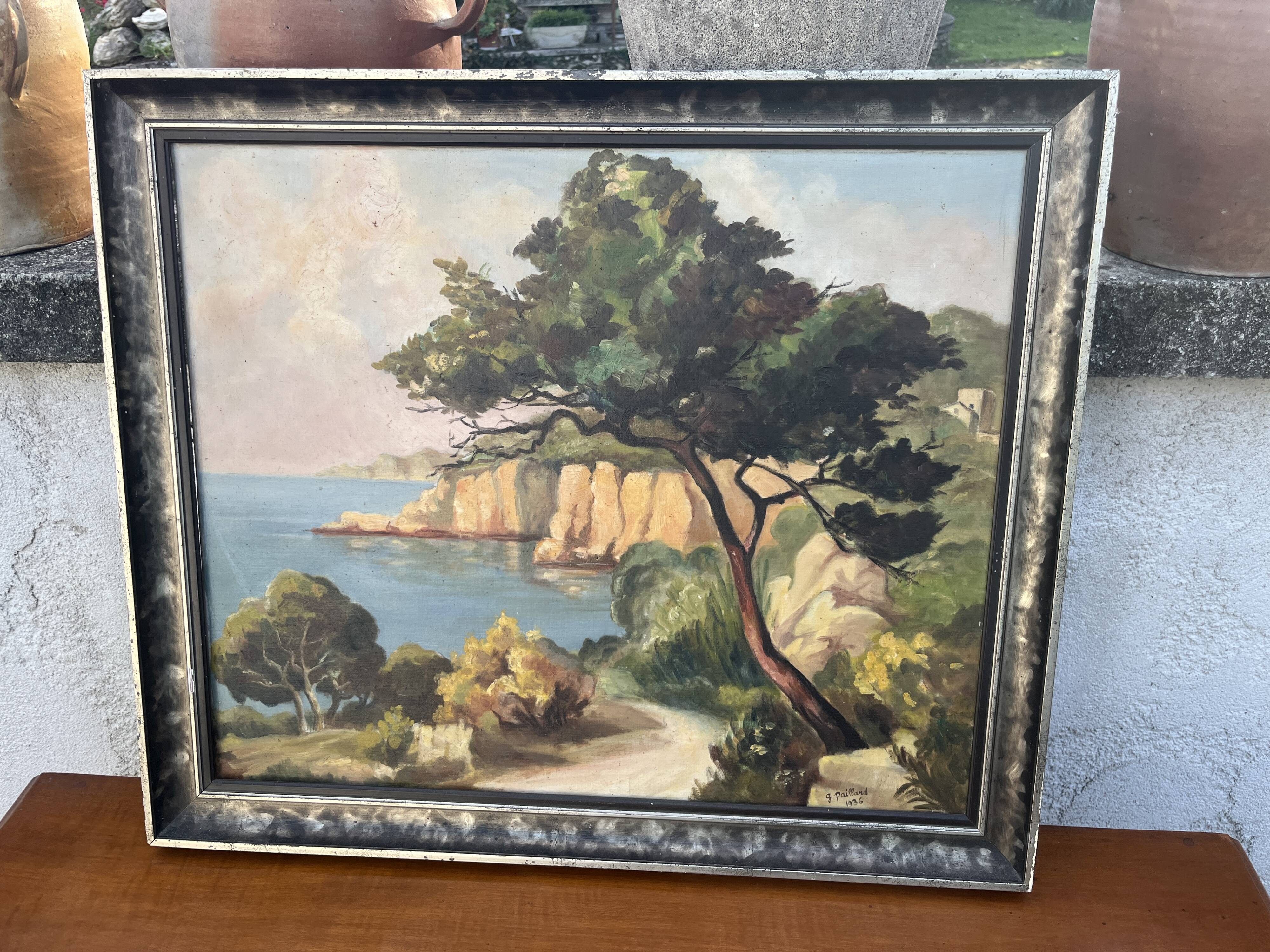 Mediterranean Landscape Painting – Signed G. Paillard 1936