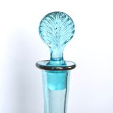 Turquoise blue glass decanter, golden décor, 5O years