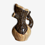 Faux-bois ceramic pitcher signed "Cérart" MONACO vintage