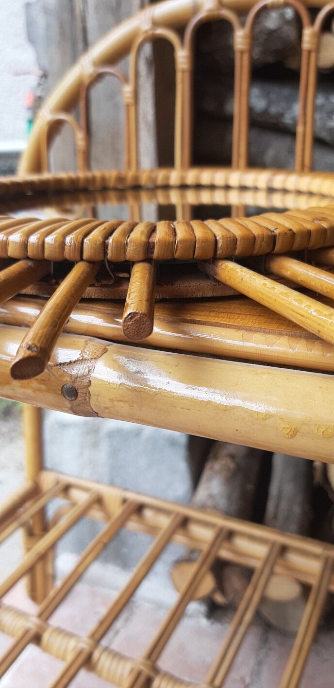 Vintage rattan sun mirror 36cm