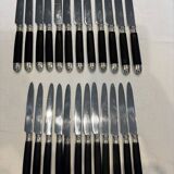 Empire-style knife set in ebony, with silver ferrules and pommels