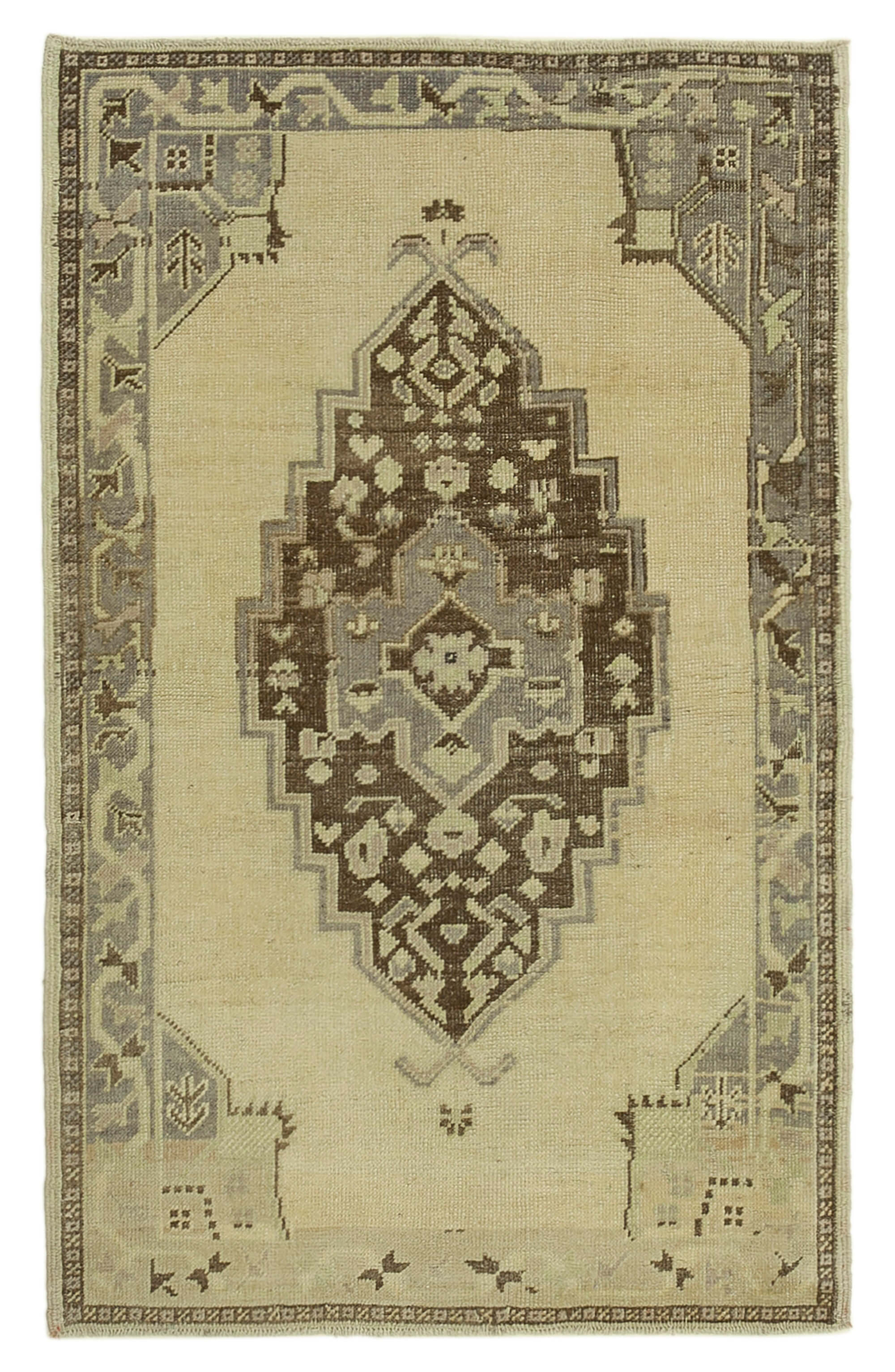 1960s handmade oriental beige carpet 102 cm x 163 cm