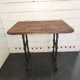 Bistro table with cast iron legs and oak top