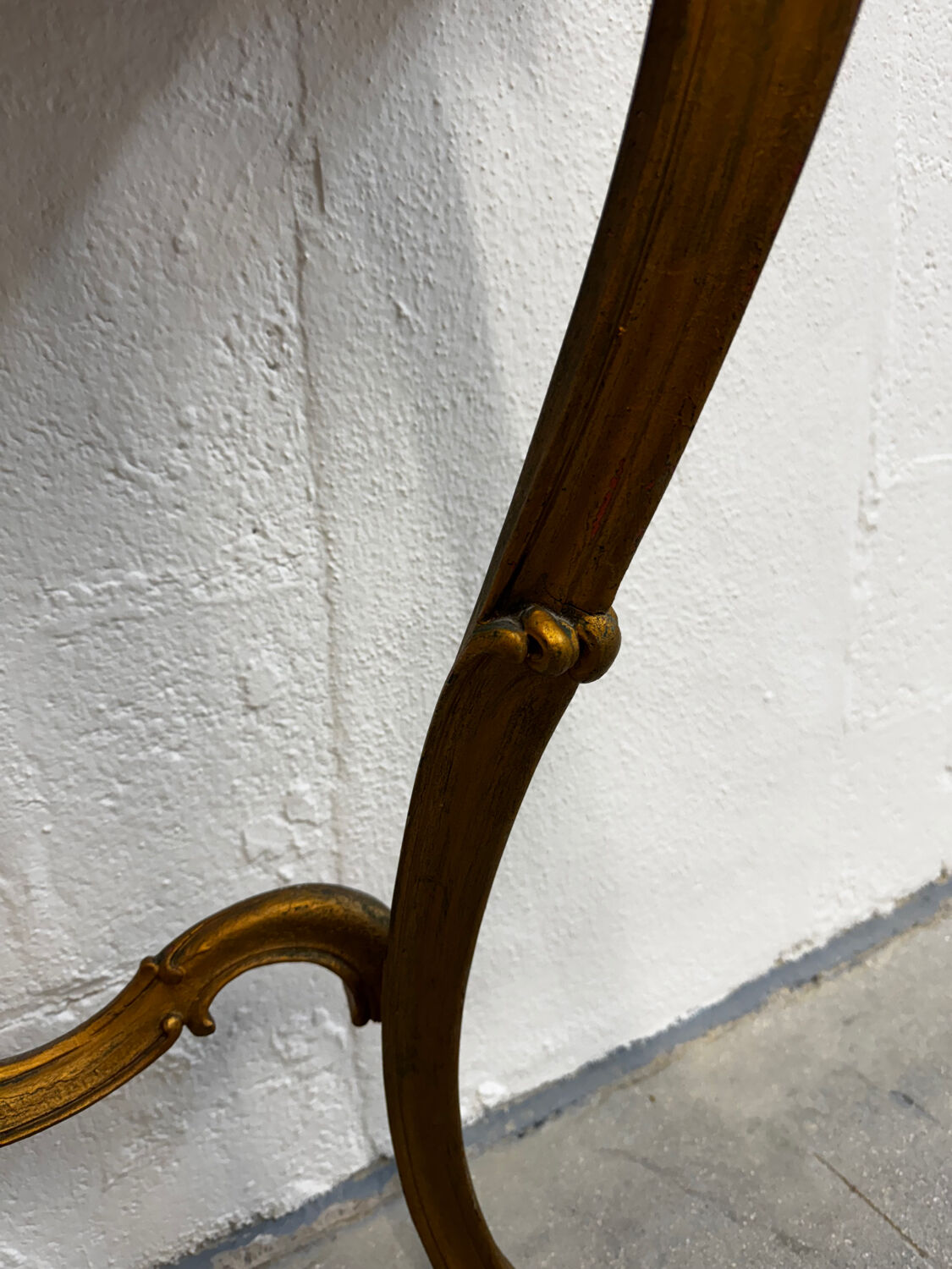Carved gilded wooden console and marble in Louis XV style