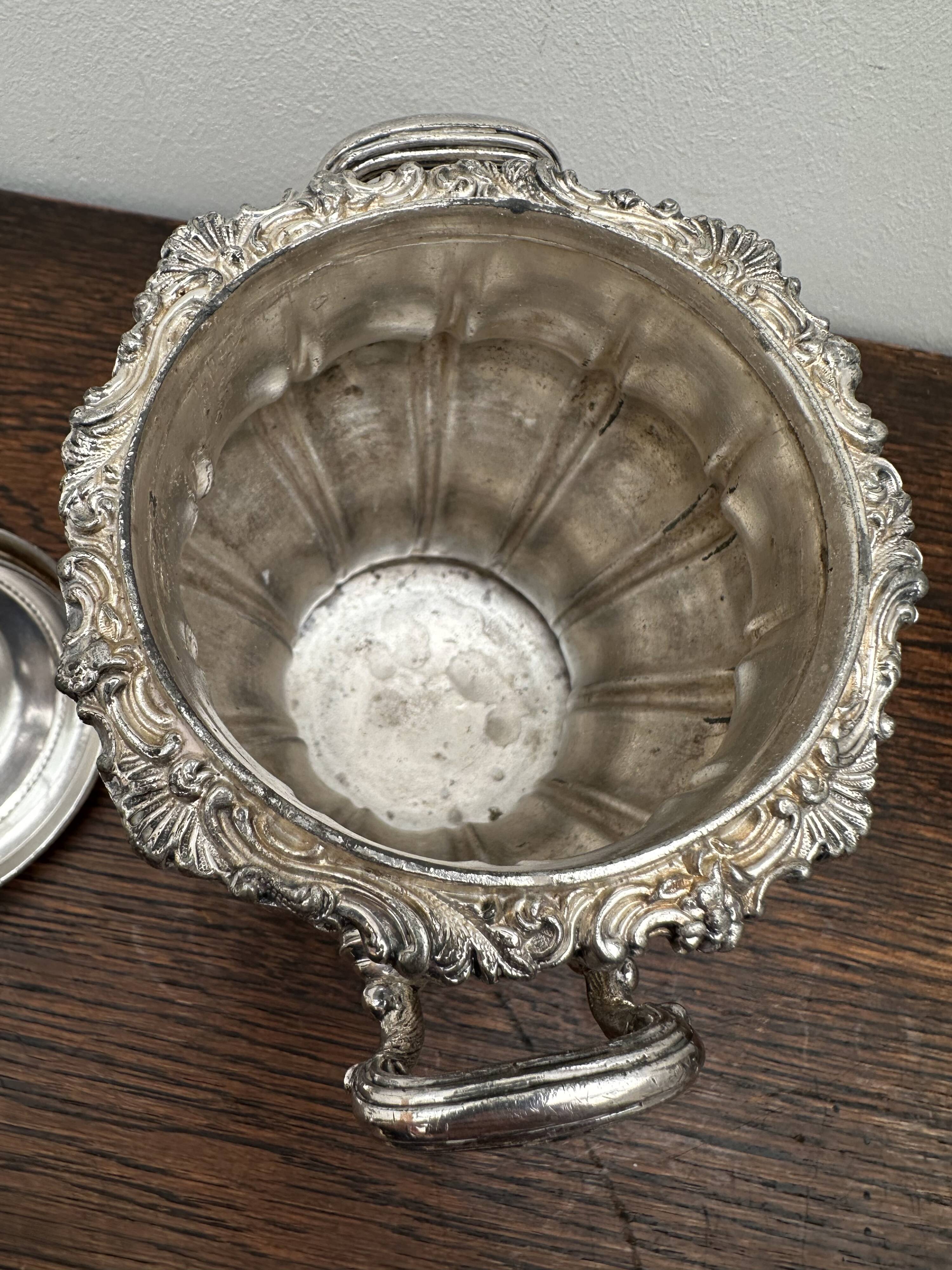 Art Nouveau Silver Metal Sugar Bowl