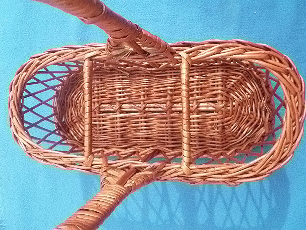 Wicker bottle holder basket, vintage