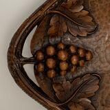 Carved wooden fruit basket or basket, 19th century, grape clusters and vine leaves