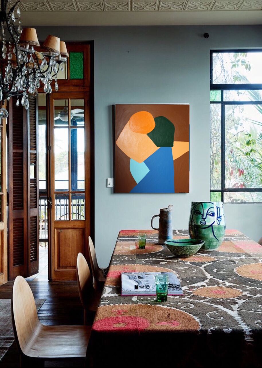 Original figurative painting "come closer" 73x60 cm