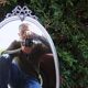 Oval mirror 66x37 Louis XVI style knot in vintage silver metal from the 70s