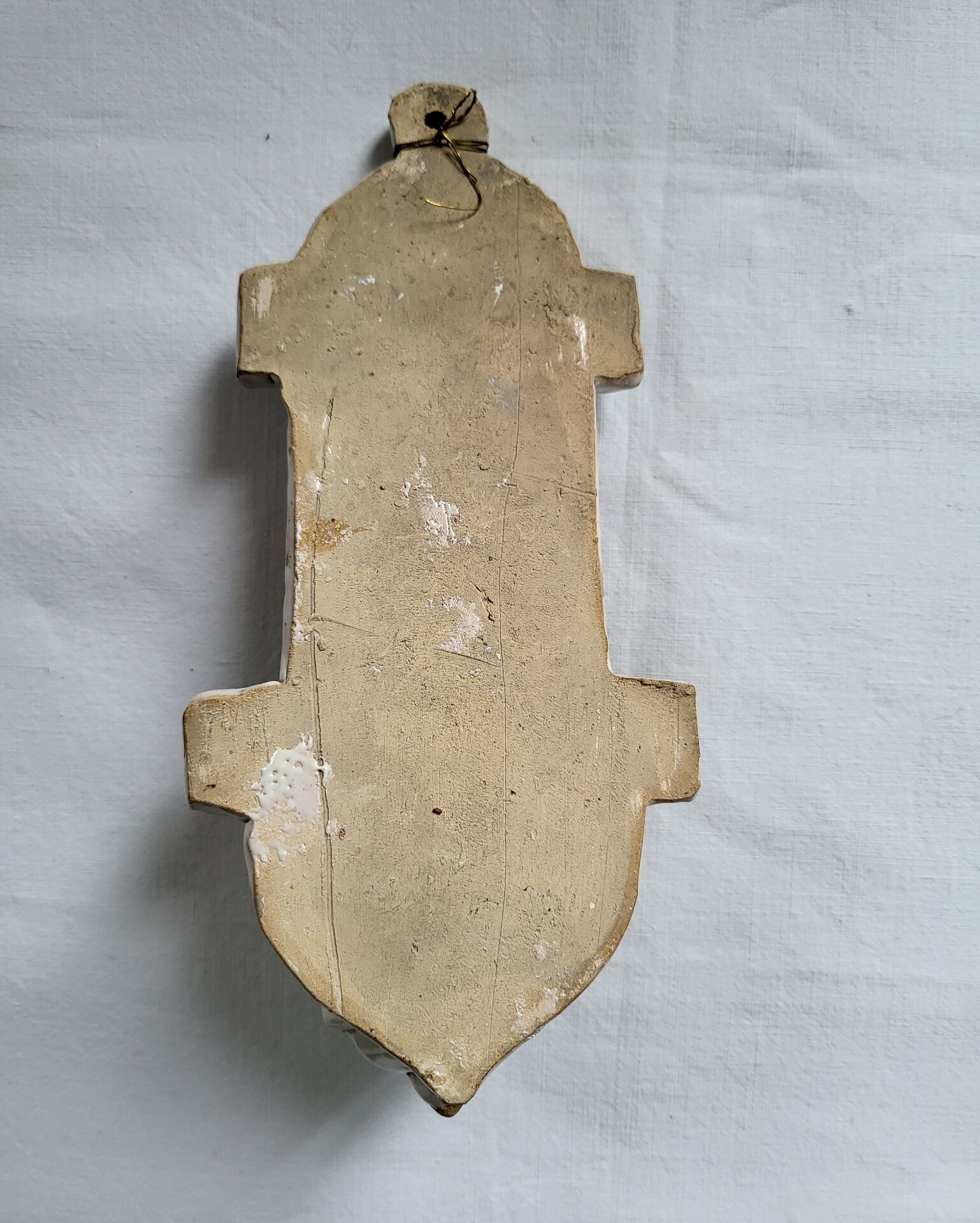 Old Faience Baptismal Font Enamelled Cross