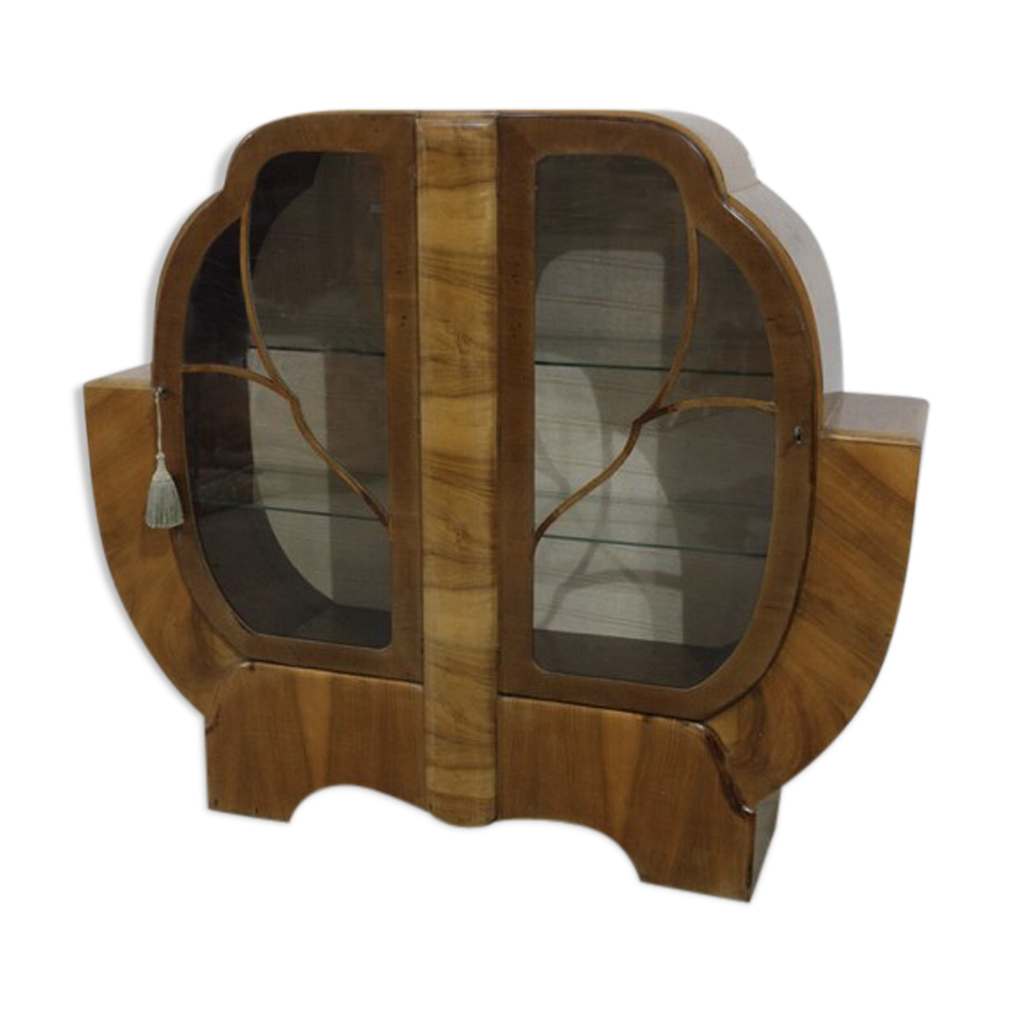 Art deco period showcase in walnut veneer