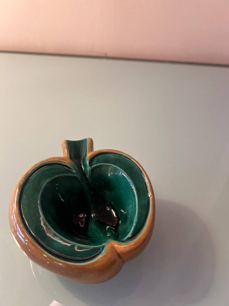 Vintage ceramic apple-shaped bowl, France, 1960s.
