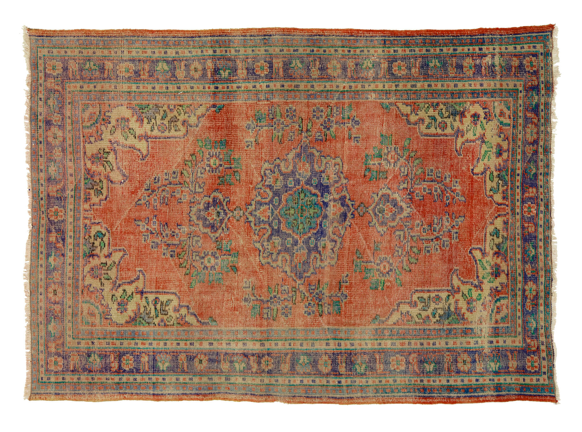 Anatolian handmade vintage rug 221 cm x 157 cm