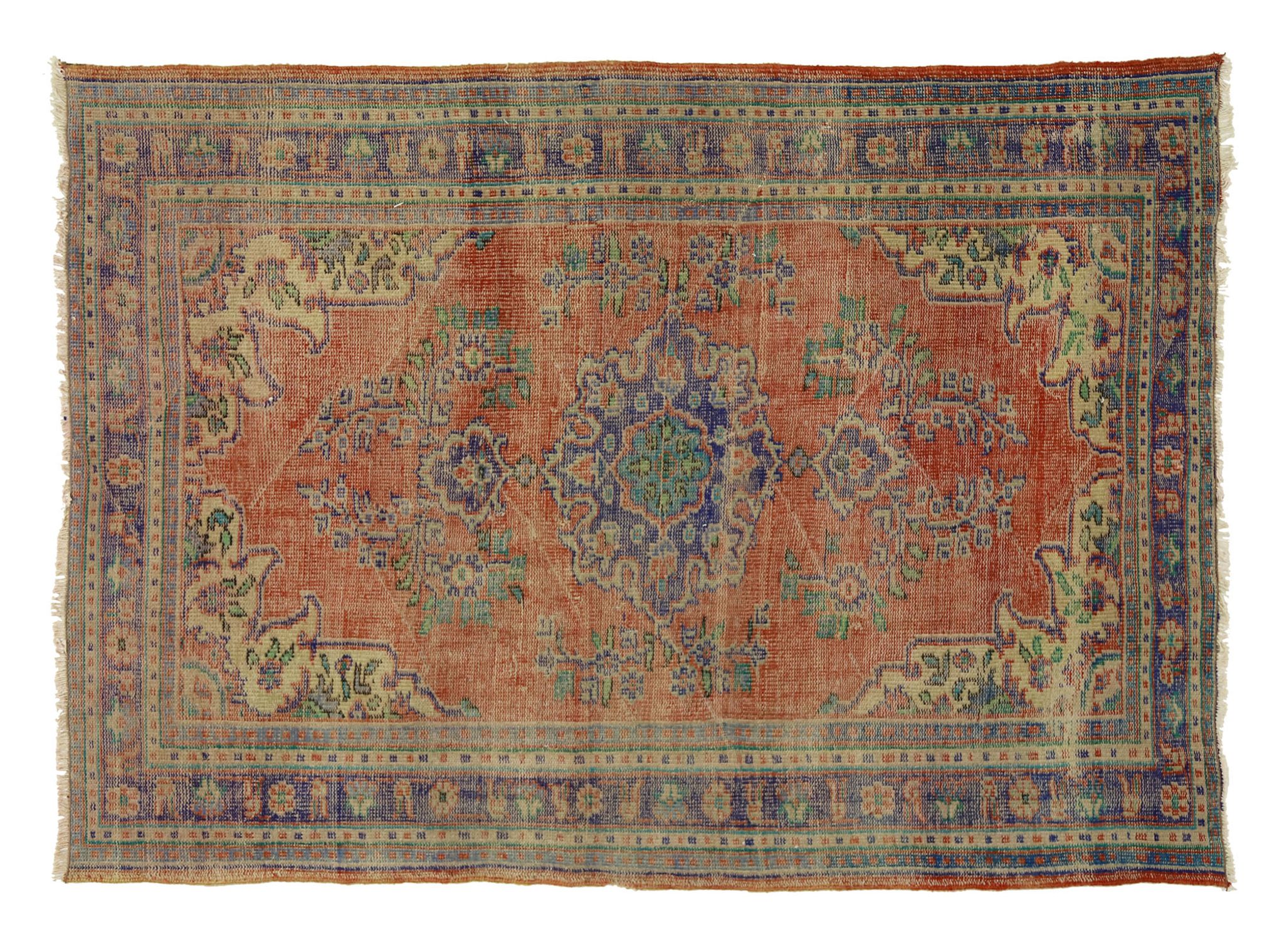 Anatolian handmade vintage rug 221 cm x 157 cm