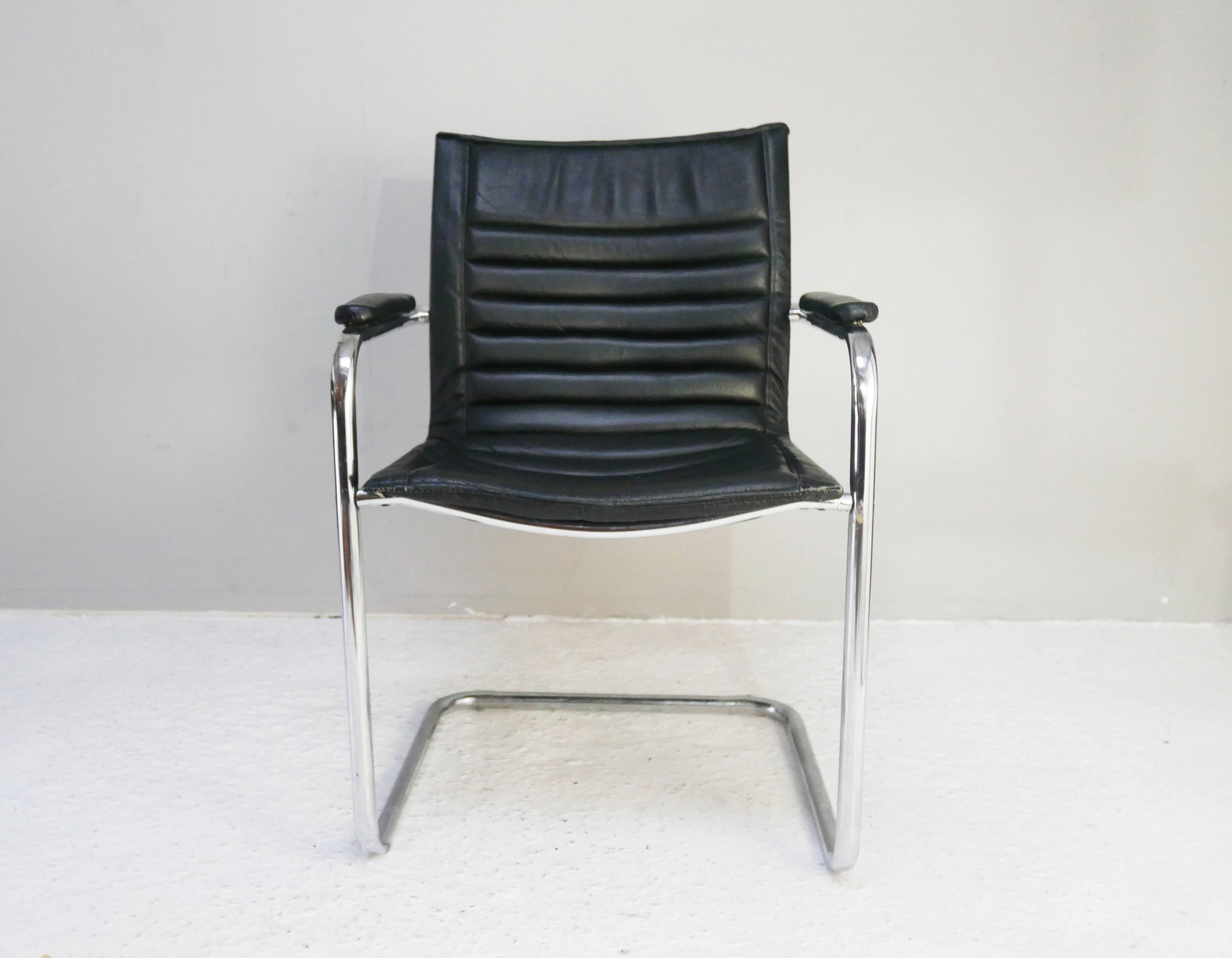 1960’s Swiss mid century modern leather desk chair