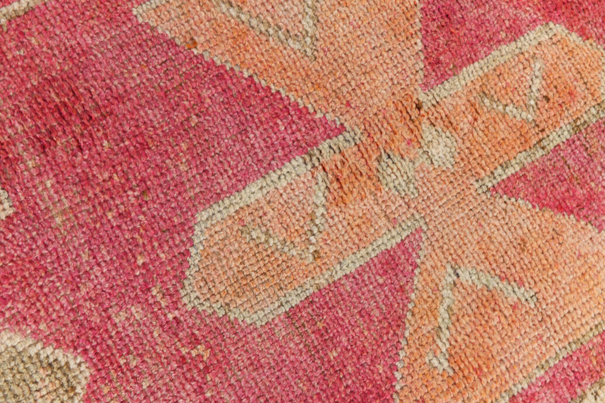 3x10 Faded Pink Handmade Orientel Runner, Decorative Hall Rug, 92x307Cm