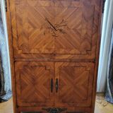 High sideboard in rosewood and marble slab, Louis XVI style, French