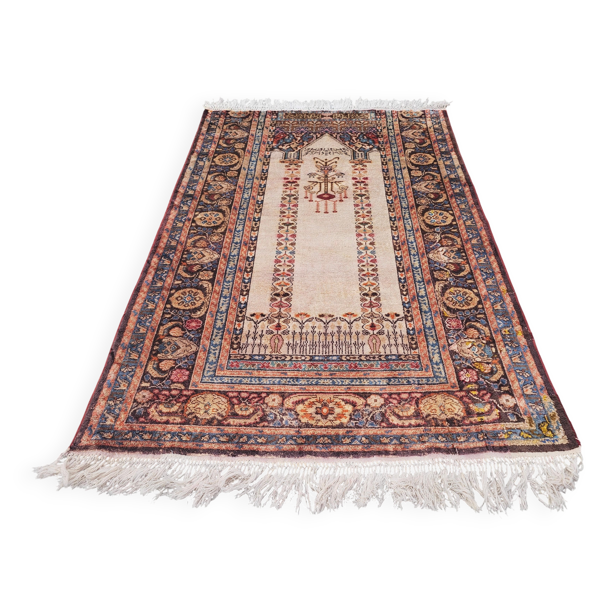 Antique silk prayer rug, Anatolia, 1930s