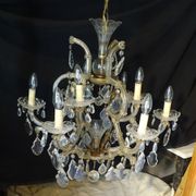Venetian chandelier glass and crystal 9 Lights circa 1940
