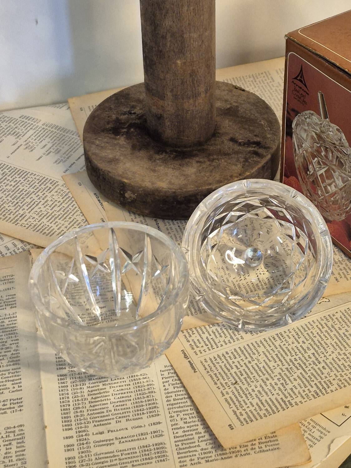 Vintage crystal apple candy box