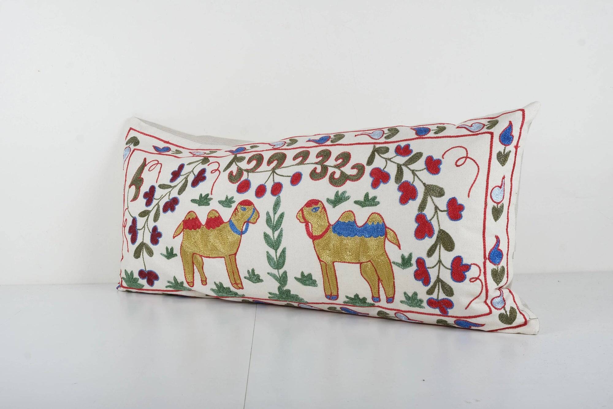 Vintage embroidered cushion cover 46x97 cm
