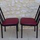 4 metal chairs with burgundy imitation leather seats from the Souvignet brand