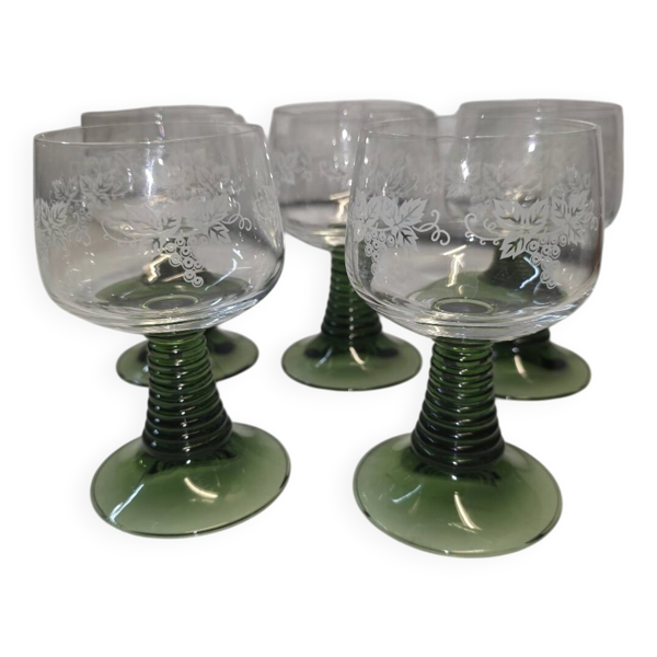 5 verres a vin d'Alsace des années 70