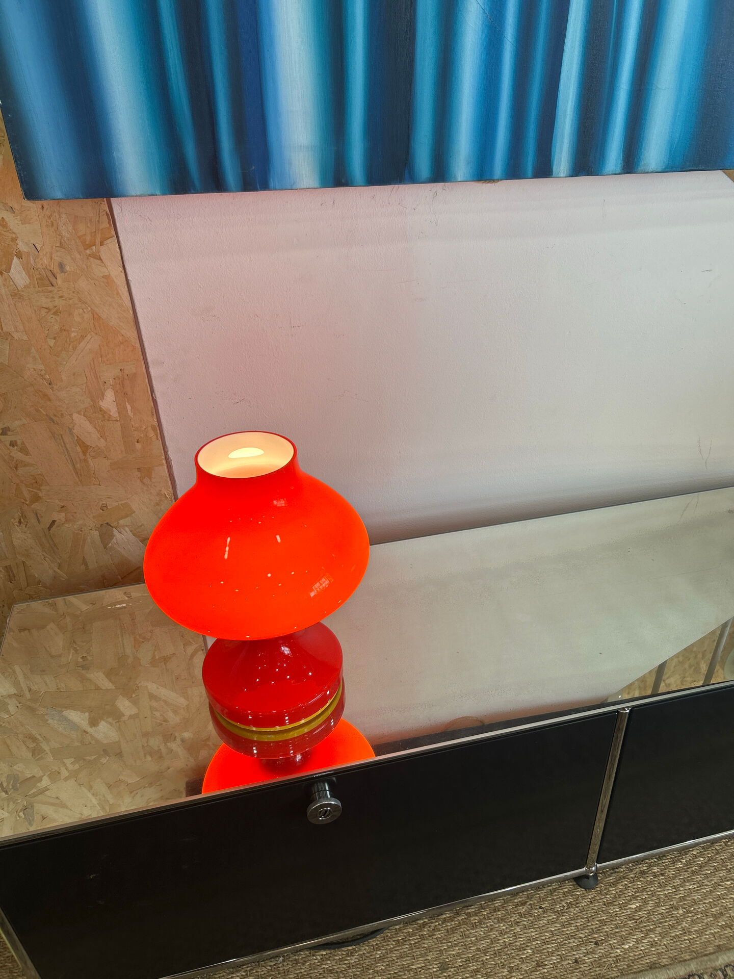 Vintage opaline orange bedside lamp štěpán tabera
