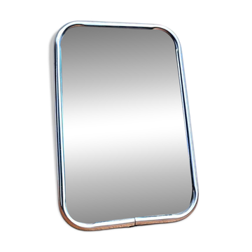Petit miroir barbier vintage chromé 10×15 dos rouge